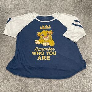Disney The Lion King Graphic Raglan T-Shirt Womens 2X Blue White Long Sleeve Tee